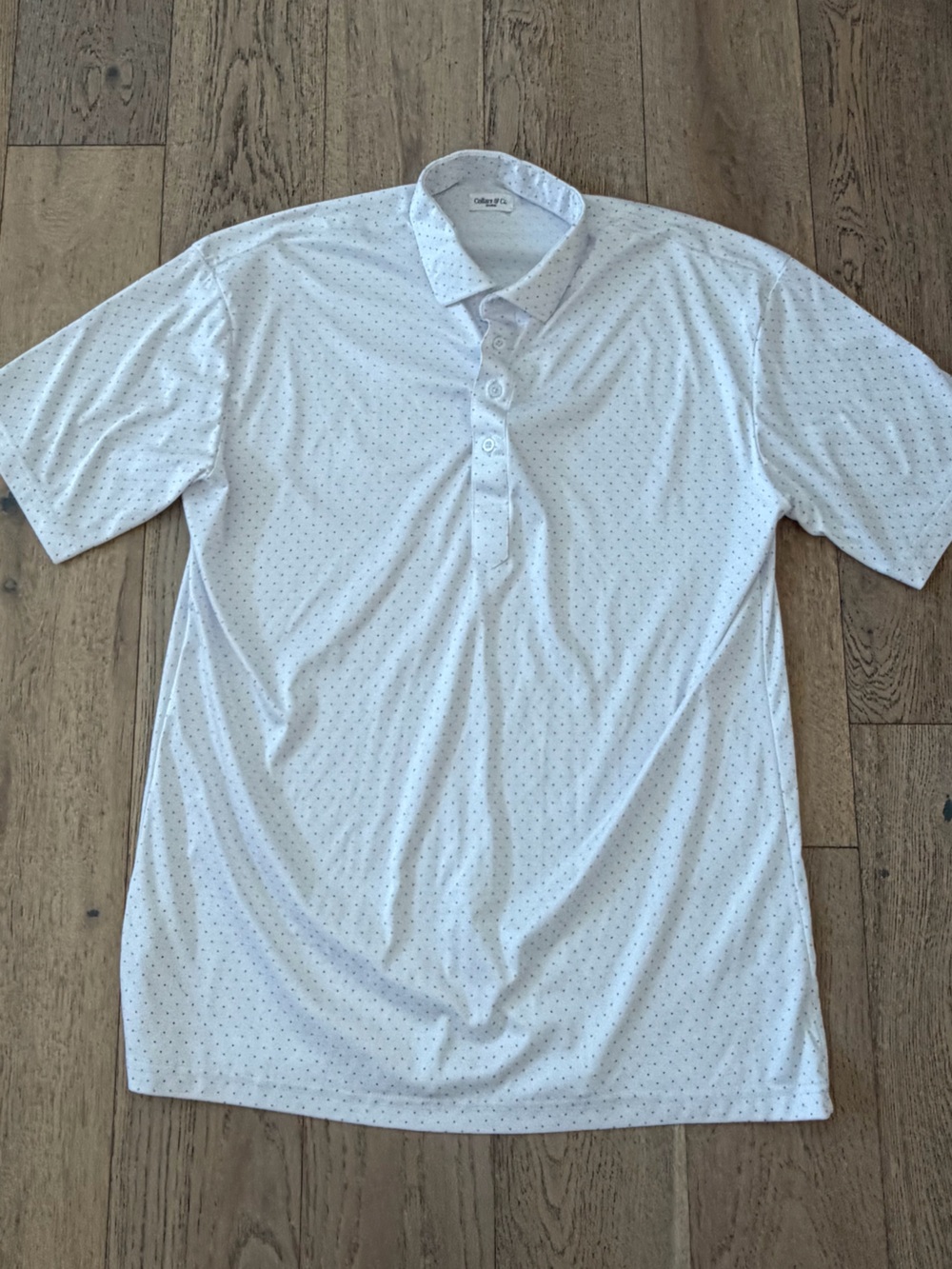 Collars & Co Mens Dress Collar Polo White Polka Dot 2X-Large